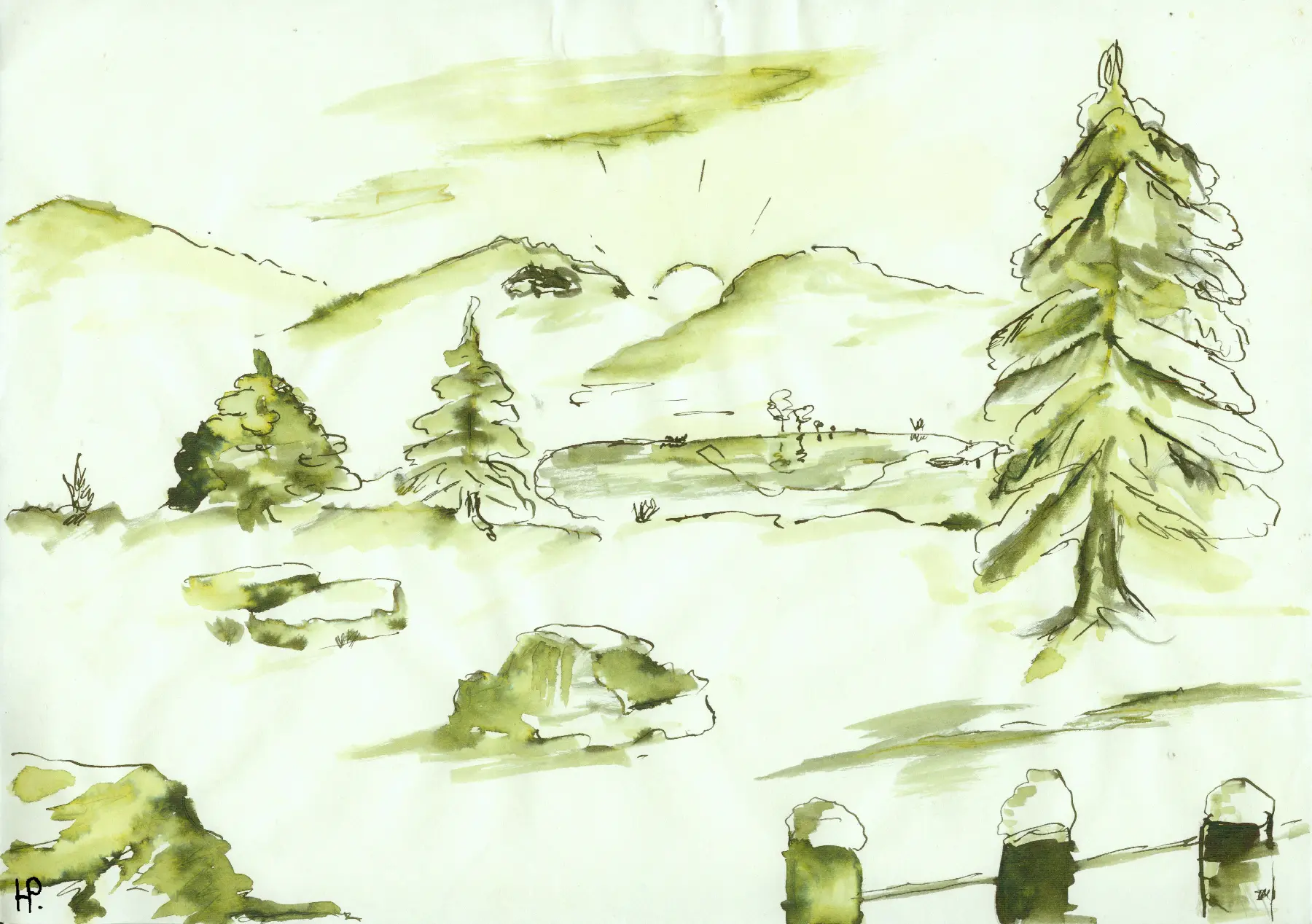 ink drawings - landscapes
